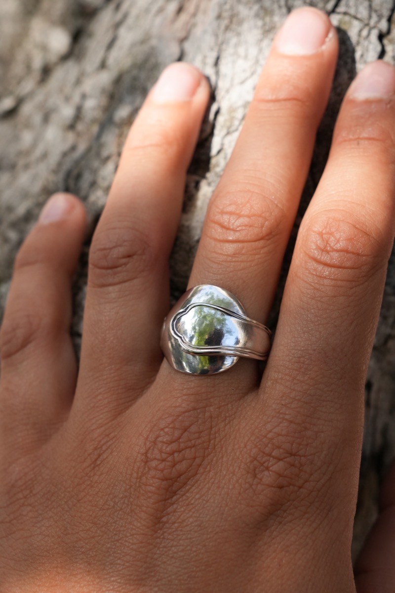 Bague Cuillère à Mocca - bijou artisanal en argenterie recyclée, fait main à Marseille par XV3foisrien