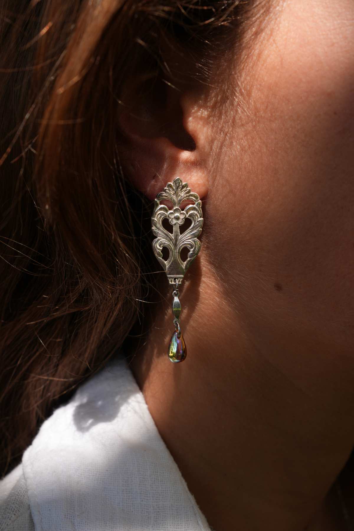 Boucles d'oreilles Fleur d'Acanthe - bijou artisanal en argenterie recyclée, fait main à Marseille par XV3foisrien