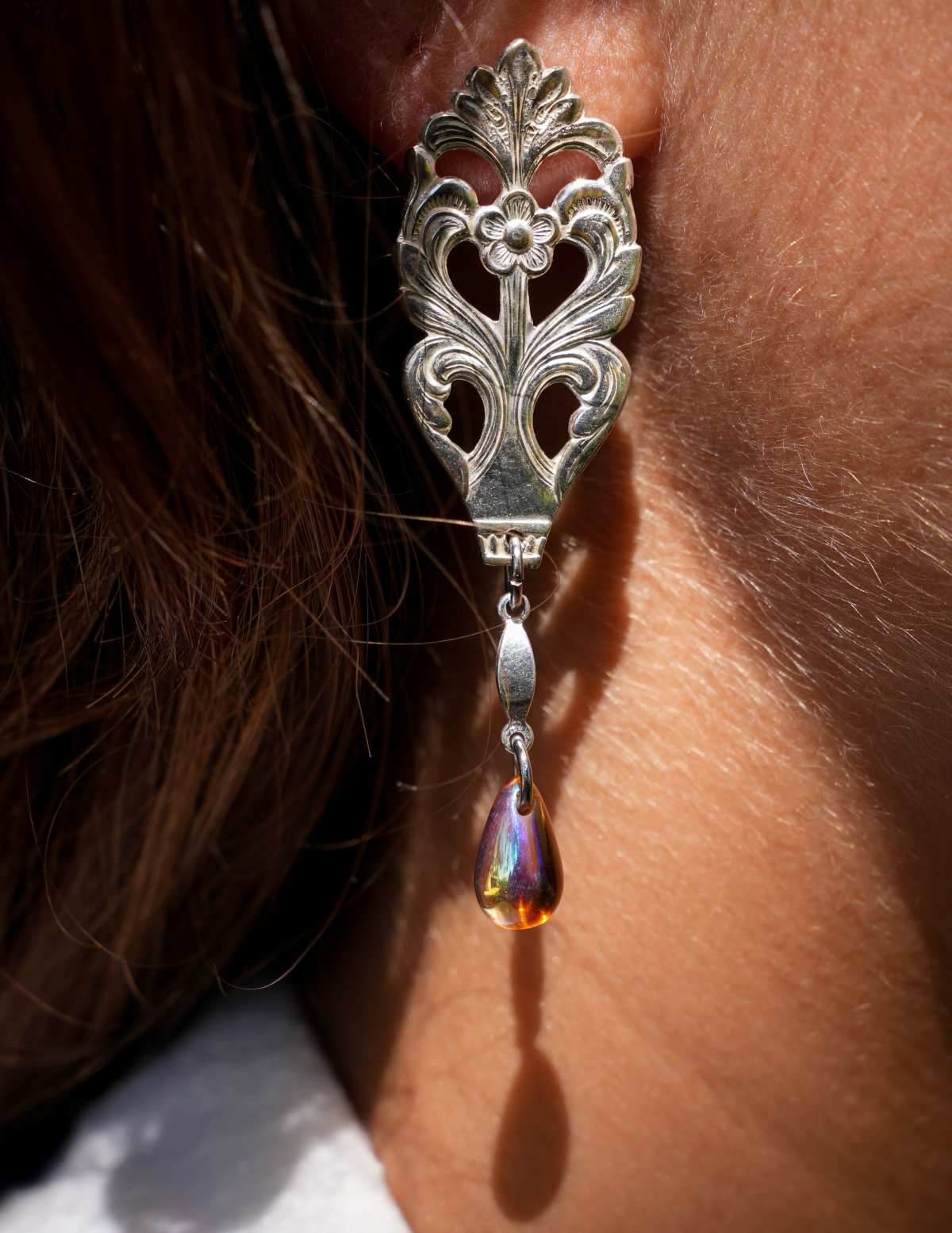Boucles d'oreilles Fleur d'Acanthe - bijou artisanal en argenterie recyclée, fait main à Marseille par XV3foisrien