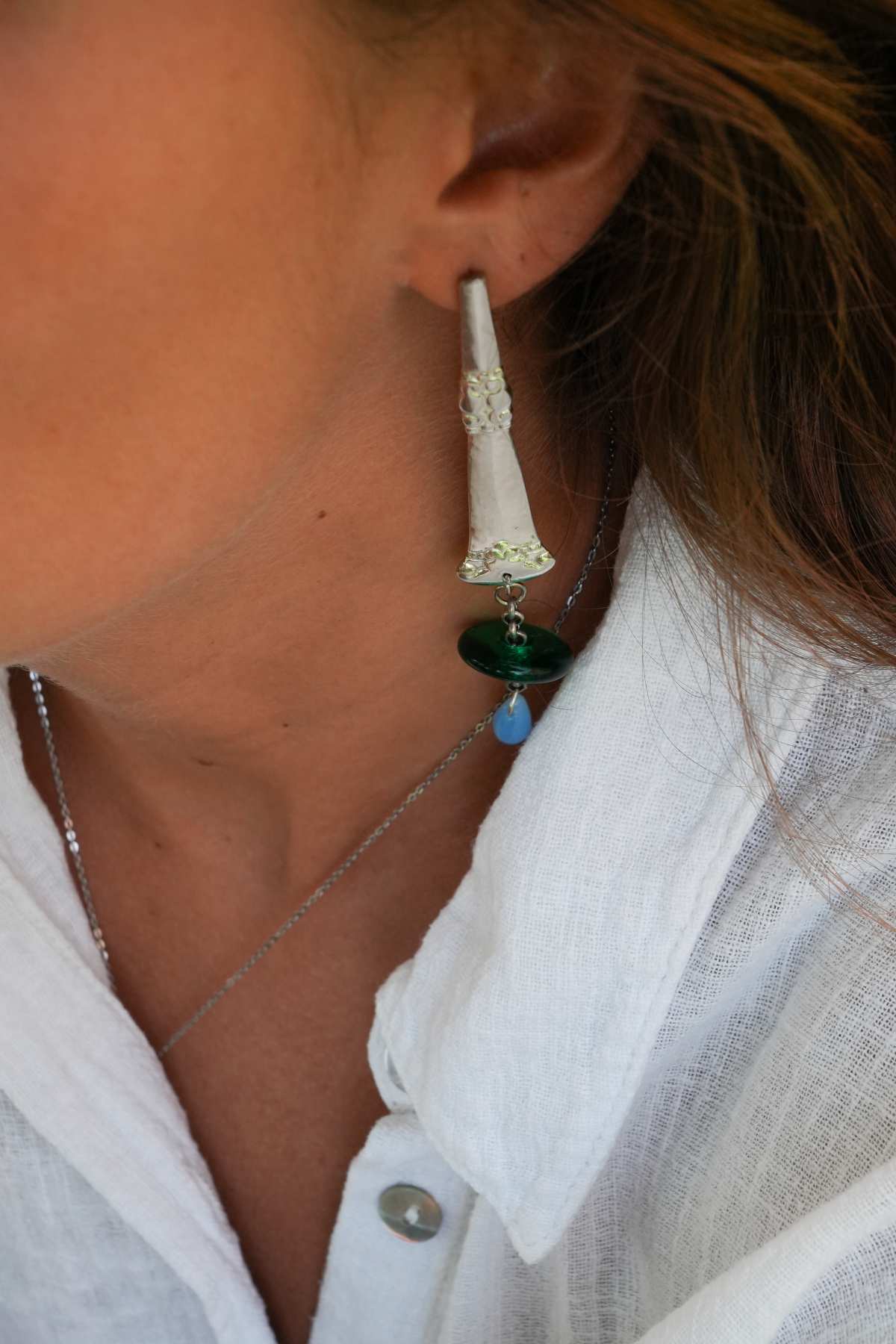 Boucles d'oreilles Forêt Opaline vue 3