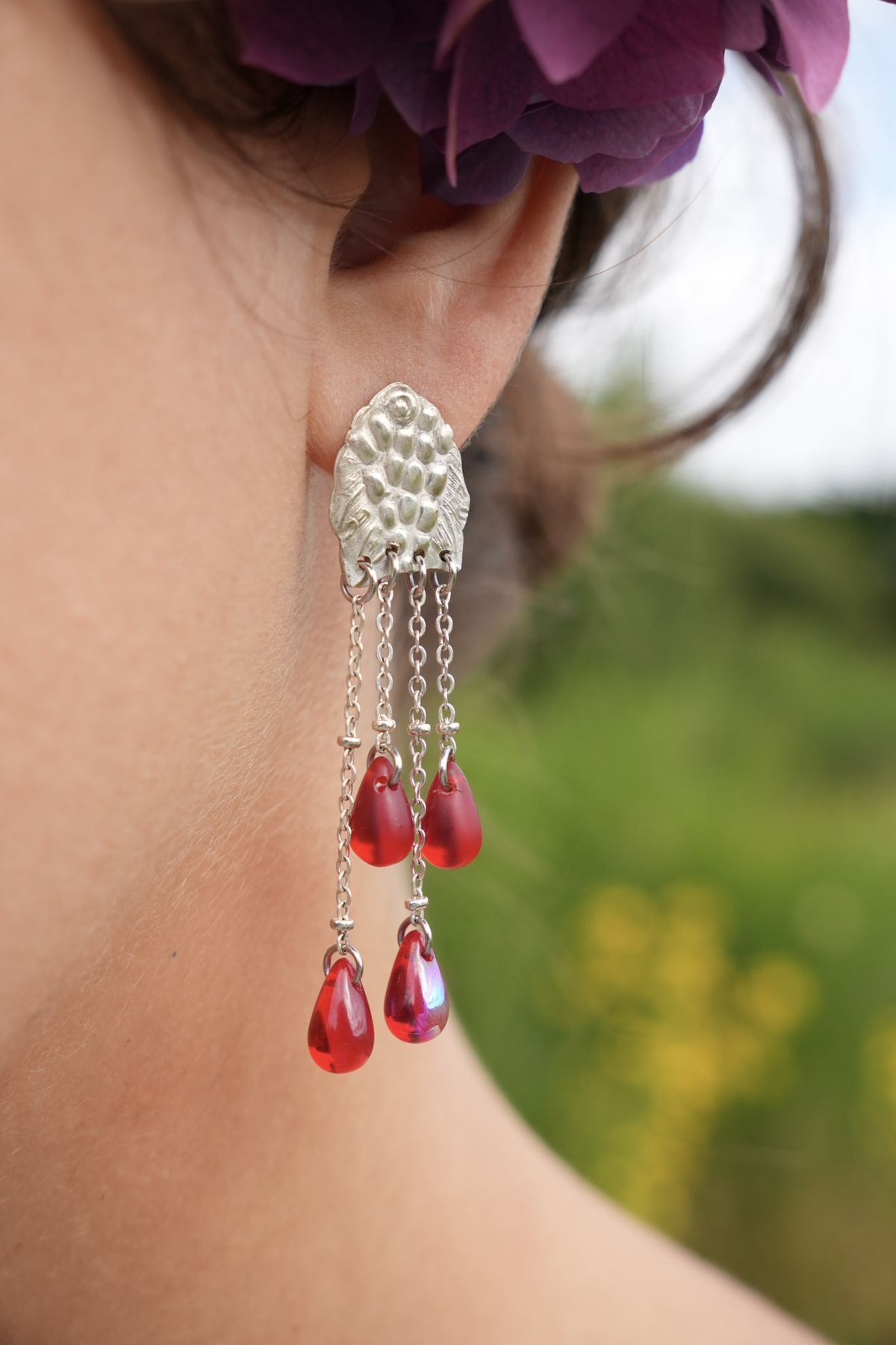 Boucles Grappe - bijou artisanal en argenterie recyclée, fait main à Marseille par XV3foisrien