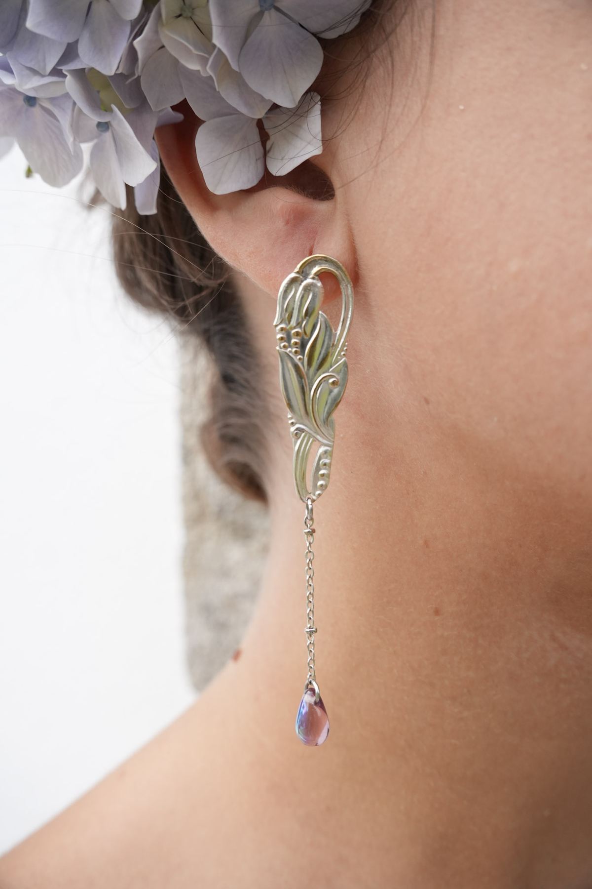 Boucles Rosée du Matin - bijou artisanal en argenterie recyclée, fait main à Marseille par XV3foisrien