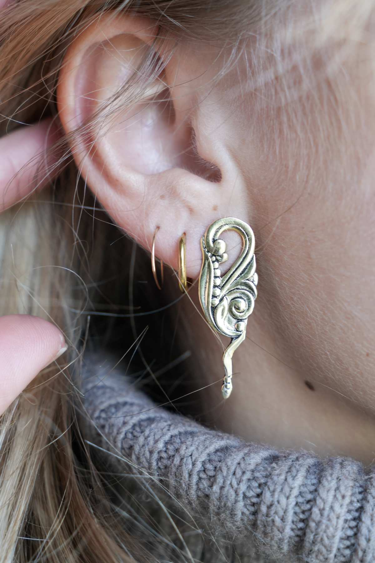 Boucles Organique Laiton - bijou artisanal en argenterie recyclée, fait main à Marseille par XV3foisrien