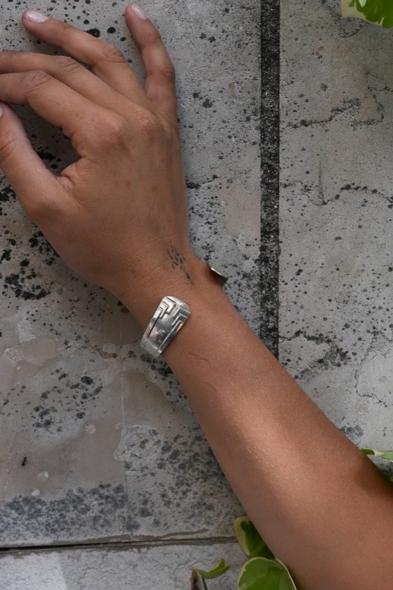 Bracelet Art Déco - bijou artisanal en argenterie recyclée, fait main à Marseille par XV3foisrien